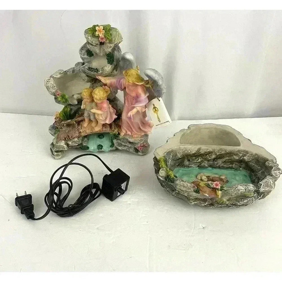 Montefiori Collection Figurine Angel Guarding Children Religious Water Fountain - Picture 2 of 16